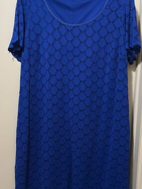 Elegant Blue Lace Overlay Women’s Dress